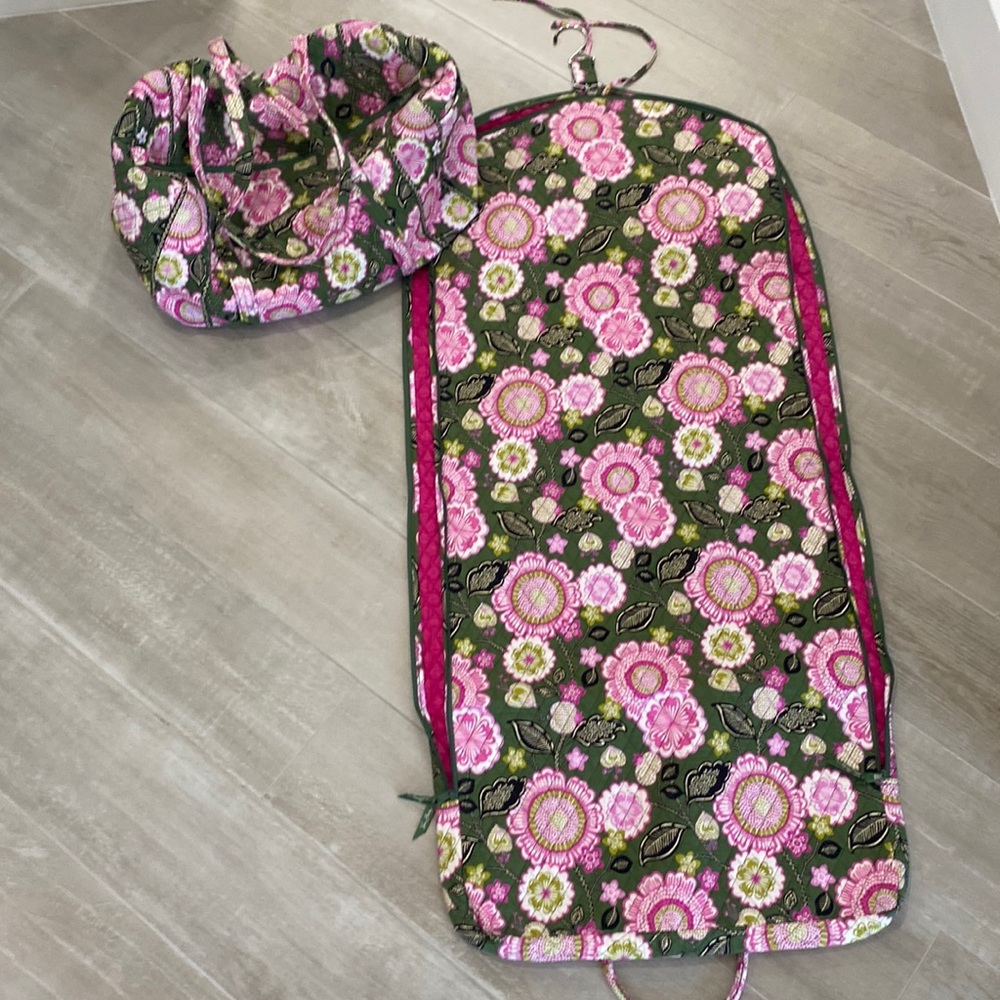 Vera Bradley Olivia travel set. Garment bag and over night bag.